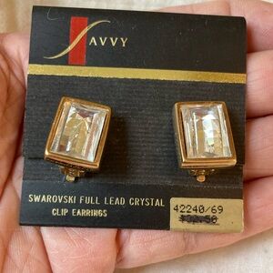 Savvy Swarovski Crystals Vintage Clip Earrings